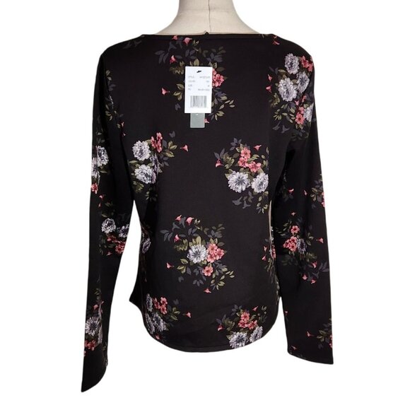 Violets & Roses Floral Square Neck Long Sleeve Blouse New With Tags Women's M - Picture 3 of 14